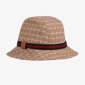 New Gucci Beige Interlocking G logo canvas hat for boys or girls